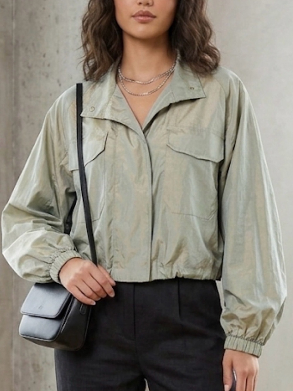 Forever 21 Sage Green Cropped Utility Jacket